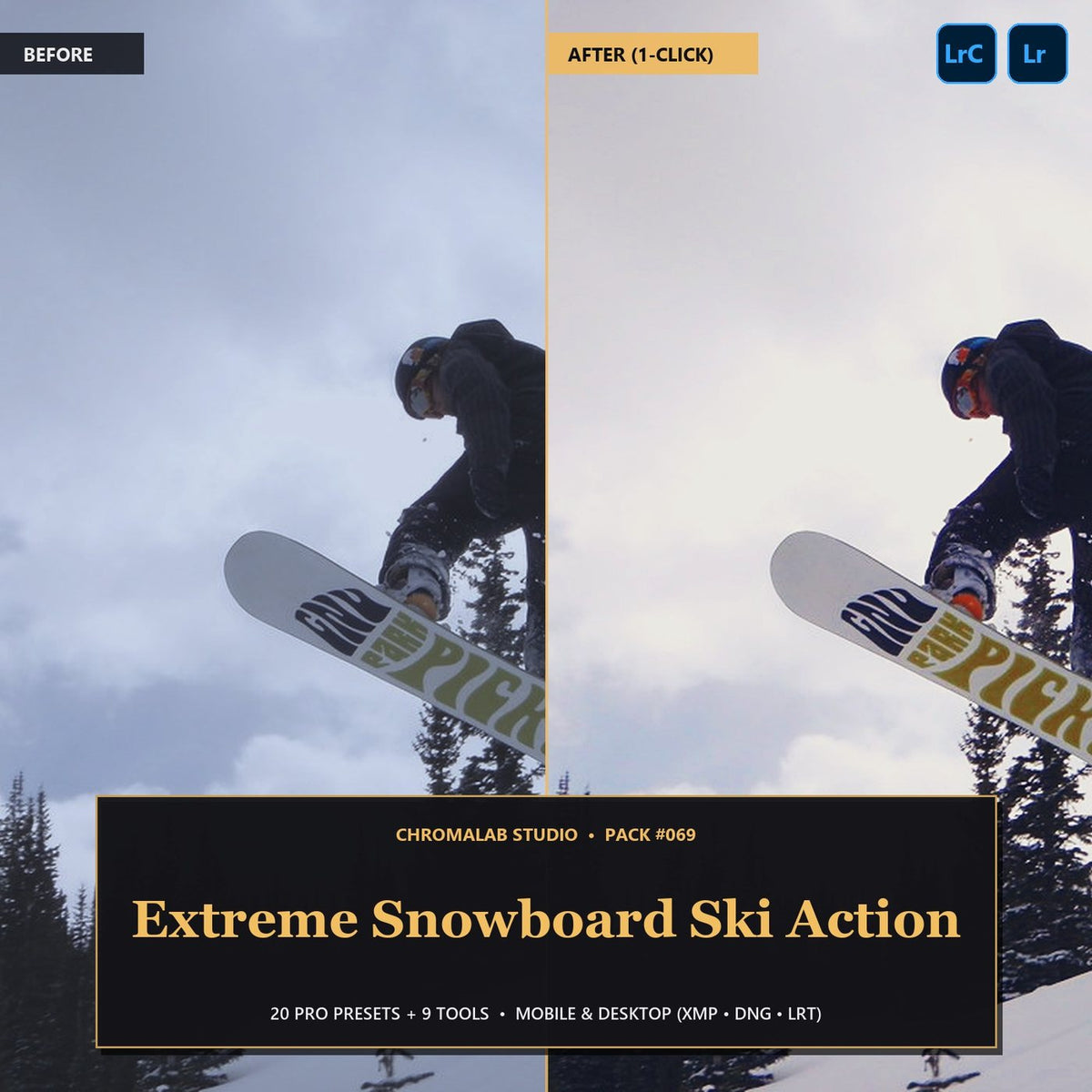 Extreme Snowboard Ski Action — 20 Lightroom Presets (Mobile & Desktop) - Cover