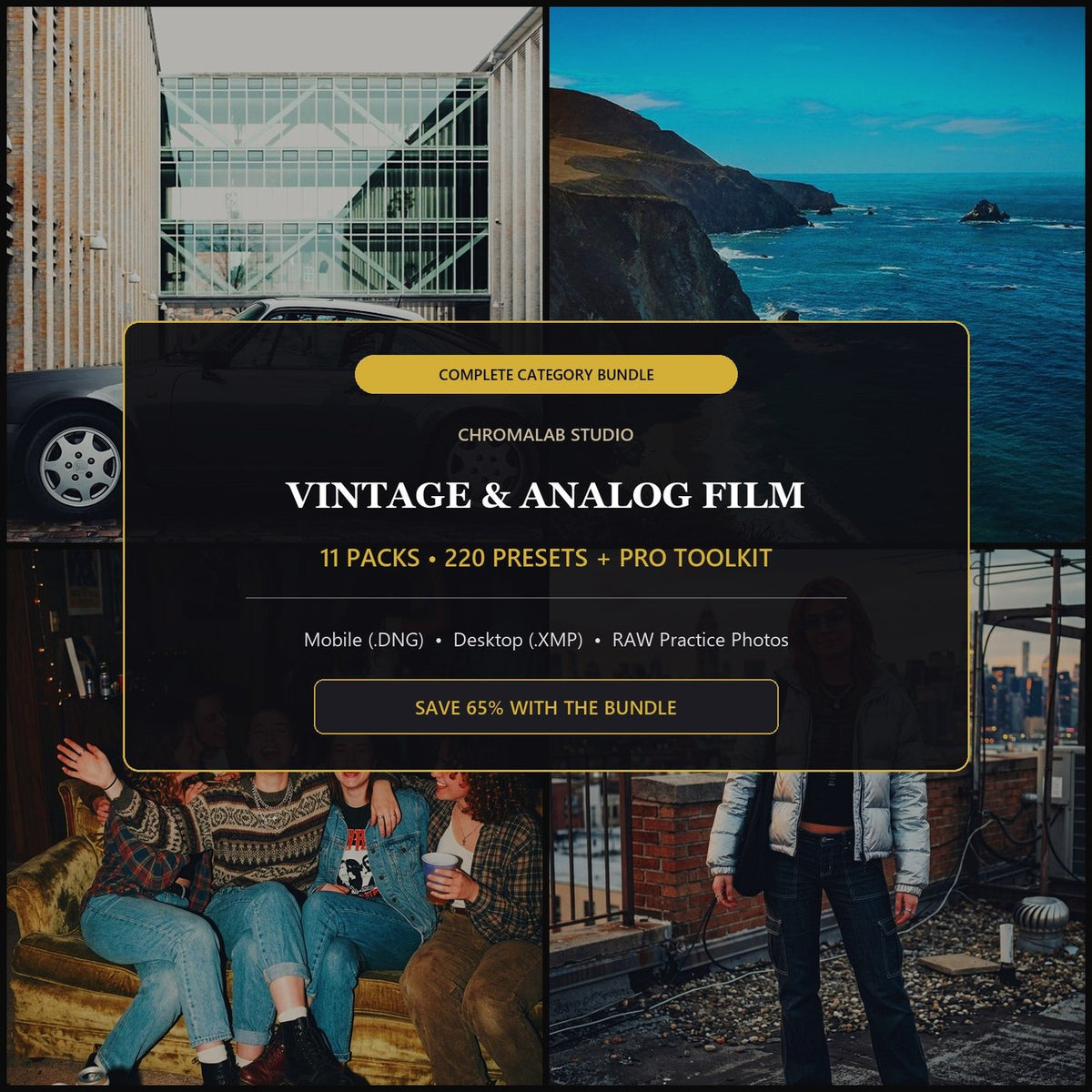 Vintage & Analog Film Master Bundle — 11 Packs (220 Lightroom Presets)