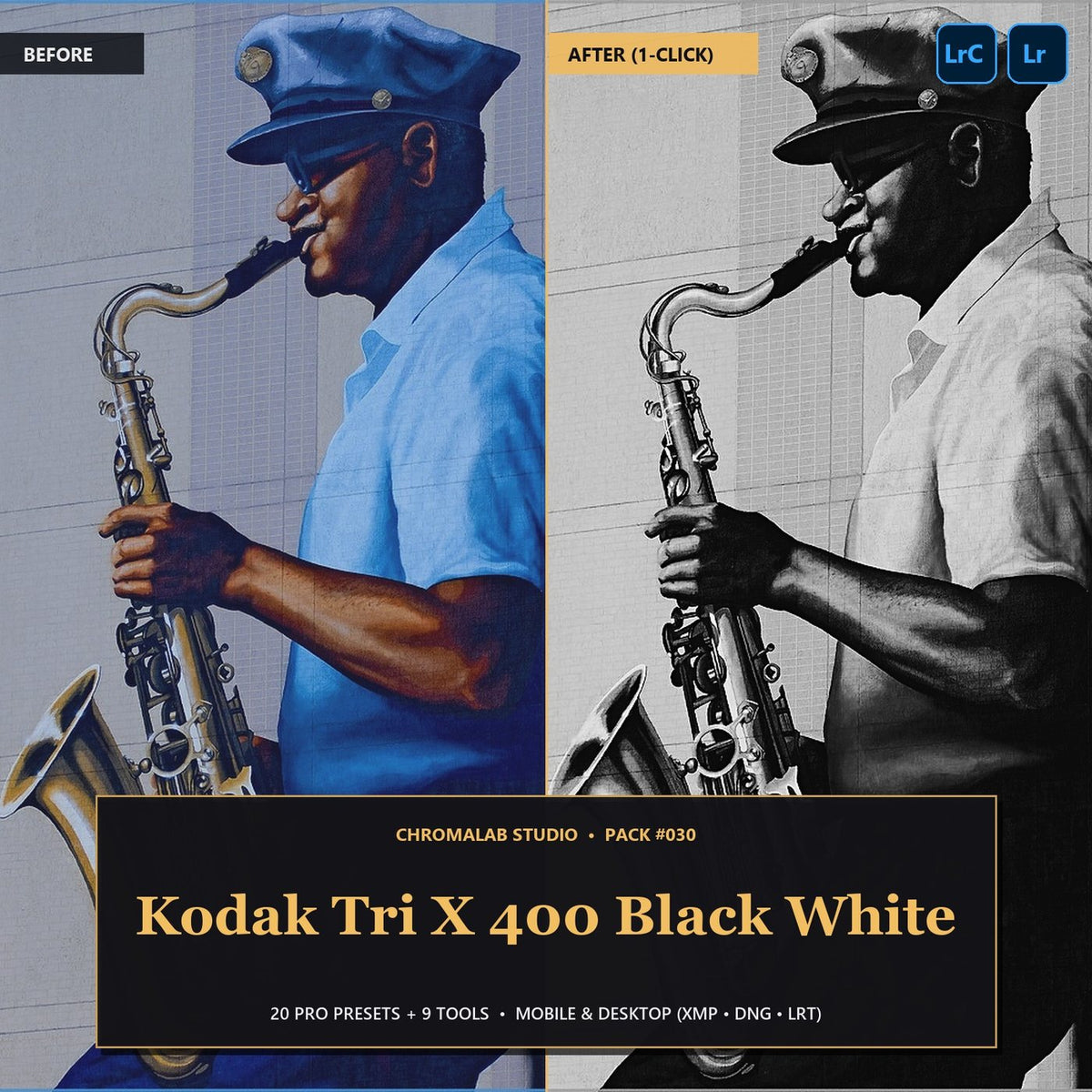 Kodak Tri X 400 Black White — 20 Lightroom Presets (Mobile & Desktop) - Cover
