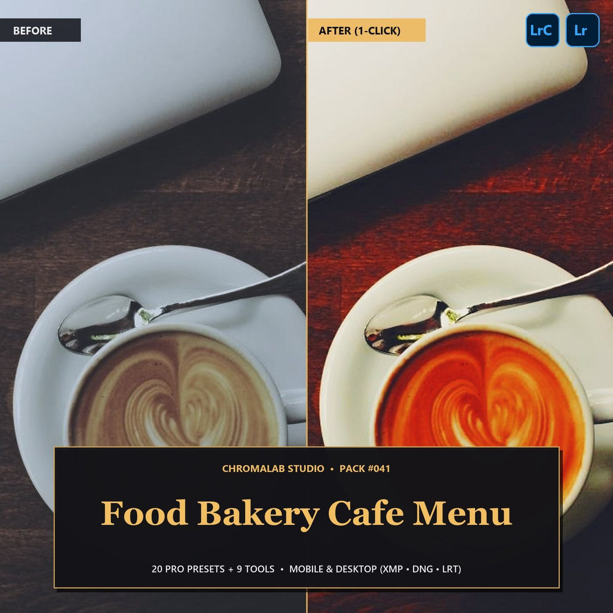 Food Bakery Cafe Menu — 20 Lightroom Presets (Mobile & Desktop) - Cover