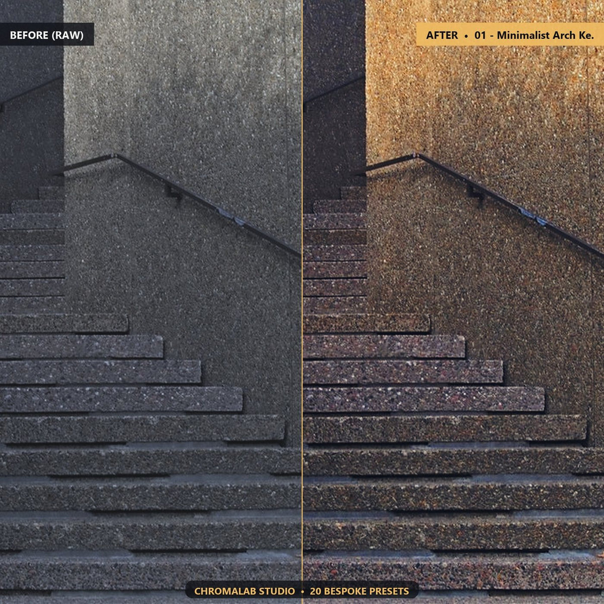 Brutalist Minimalist Architecture - Before & After Split