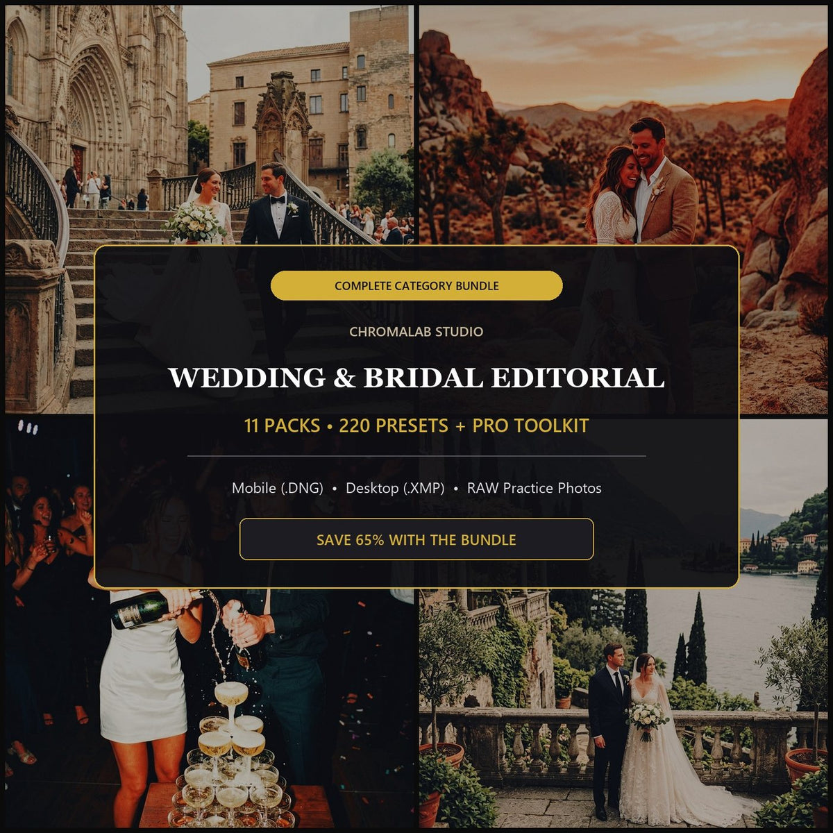 Wedding & Bridal Editorial Master Bundle — 11 Packs (220 Lightroom Presets)