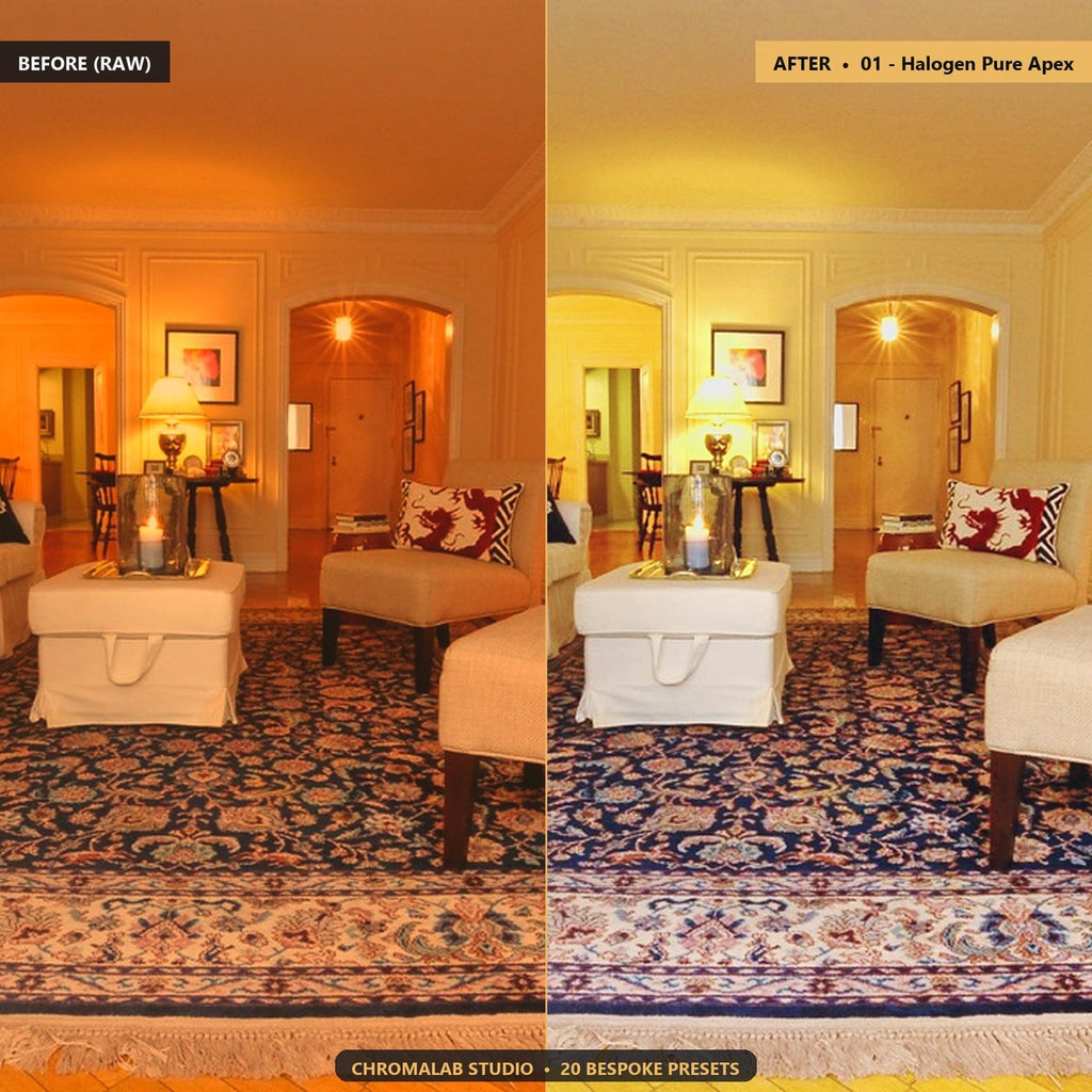 Orange Tungsten Indoor Neutralizer - Before & After Split