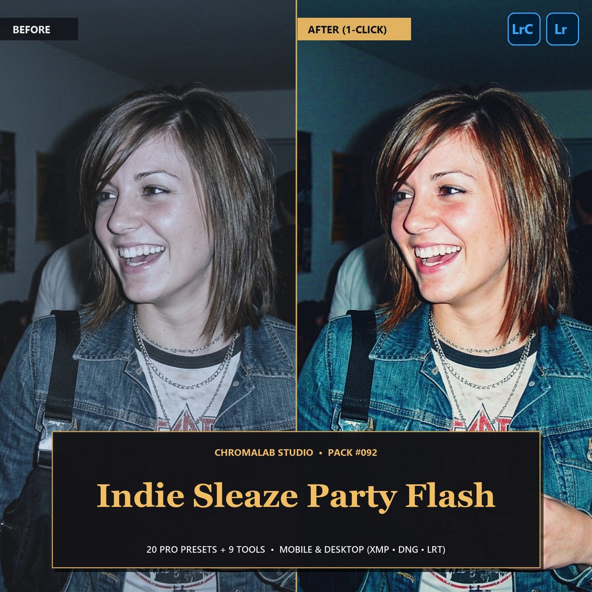 Indie Sleaze Party Flash — 20 Lightroom Presets (Mobile & Desktop) - Cover