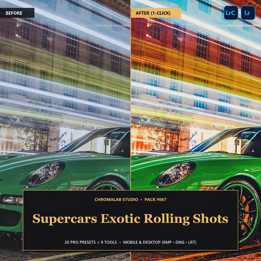 Supercars Exotic Rolling Shots — 20 Lightroom Presets (Mobile & Desktop) - Cover