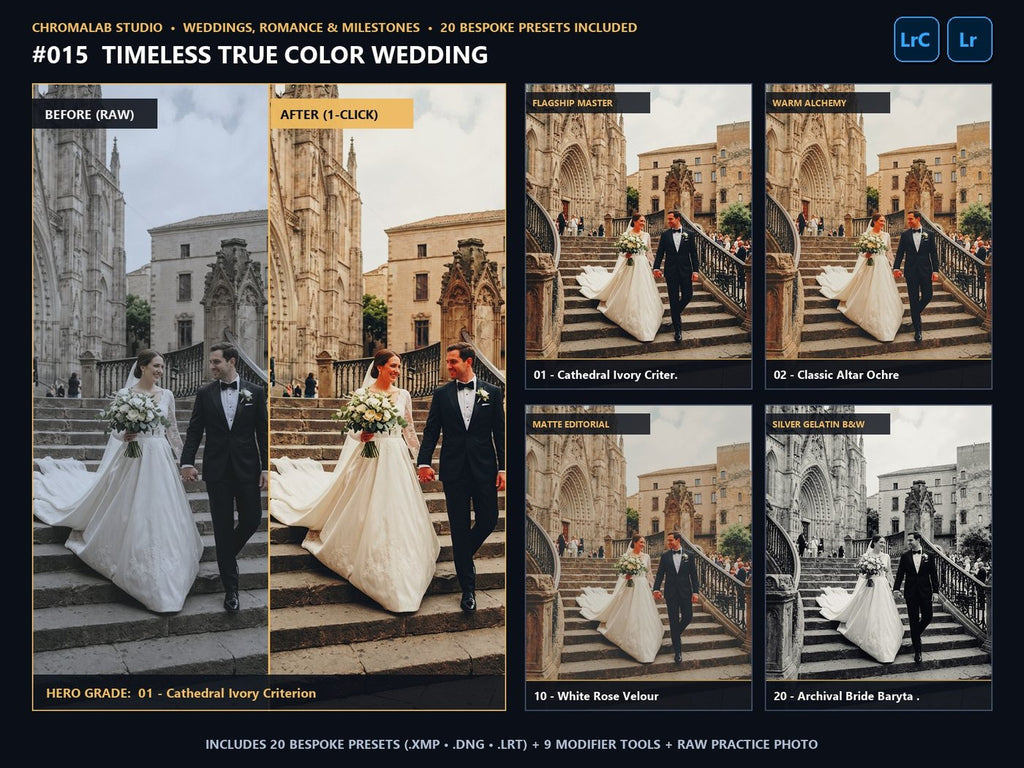 Timeless True Color Wedding - 20-Preset Lookbook & Before/After