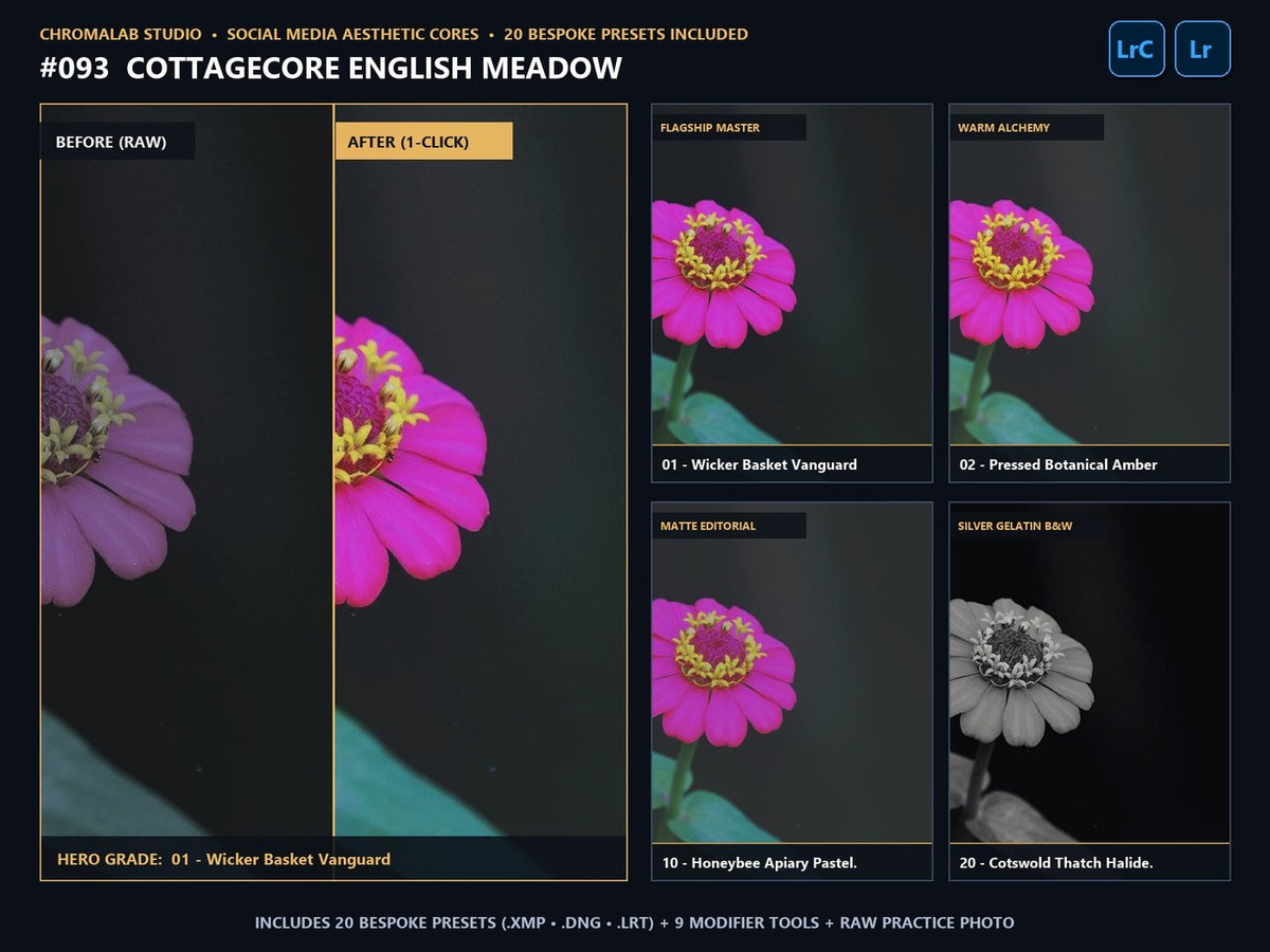 Cottagecore English Meadow - 20-Preset Lookbook & Before/After