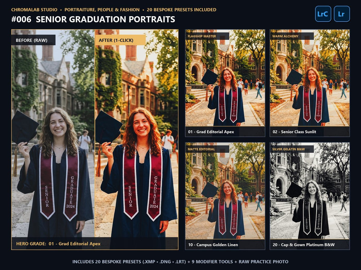 Senior Graduation Portraits - 20-Preset Lookbook & Before/After