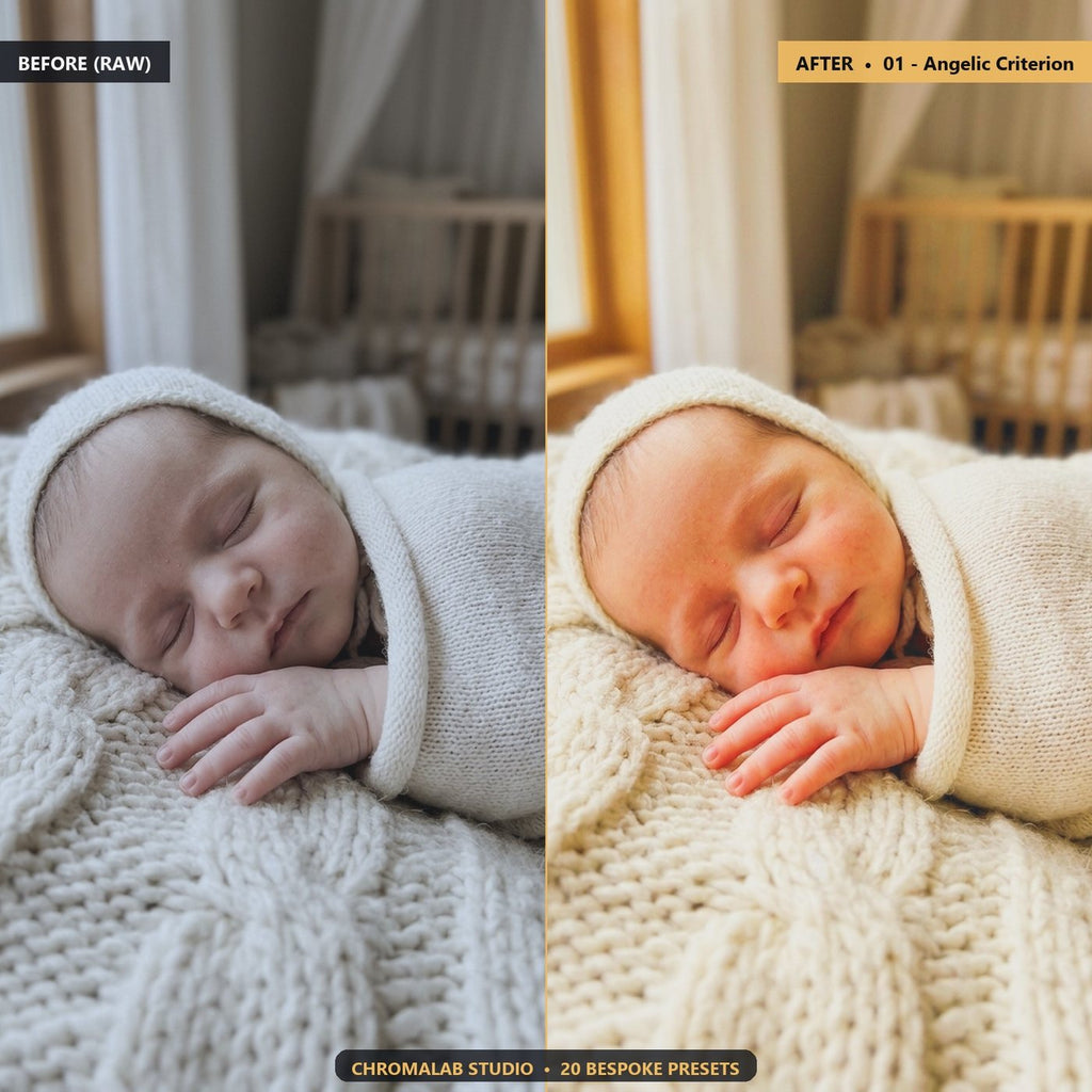 Creamy Newborn Baby - Before & After Split