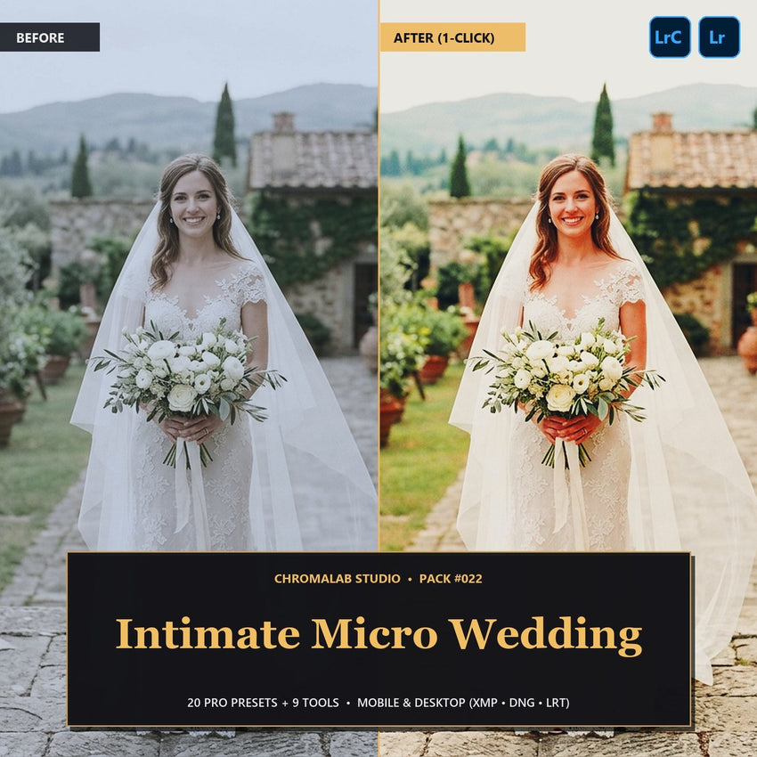 Intimate Micro Wedding — 20 Lightroom Presets (Mobile & Desktop)