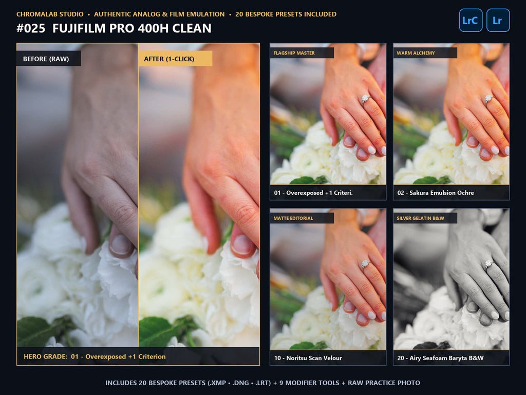 Fujifilm Pro 400H Clean - 20-Preset Lookbook & Before/After