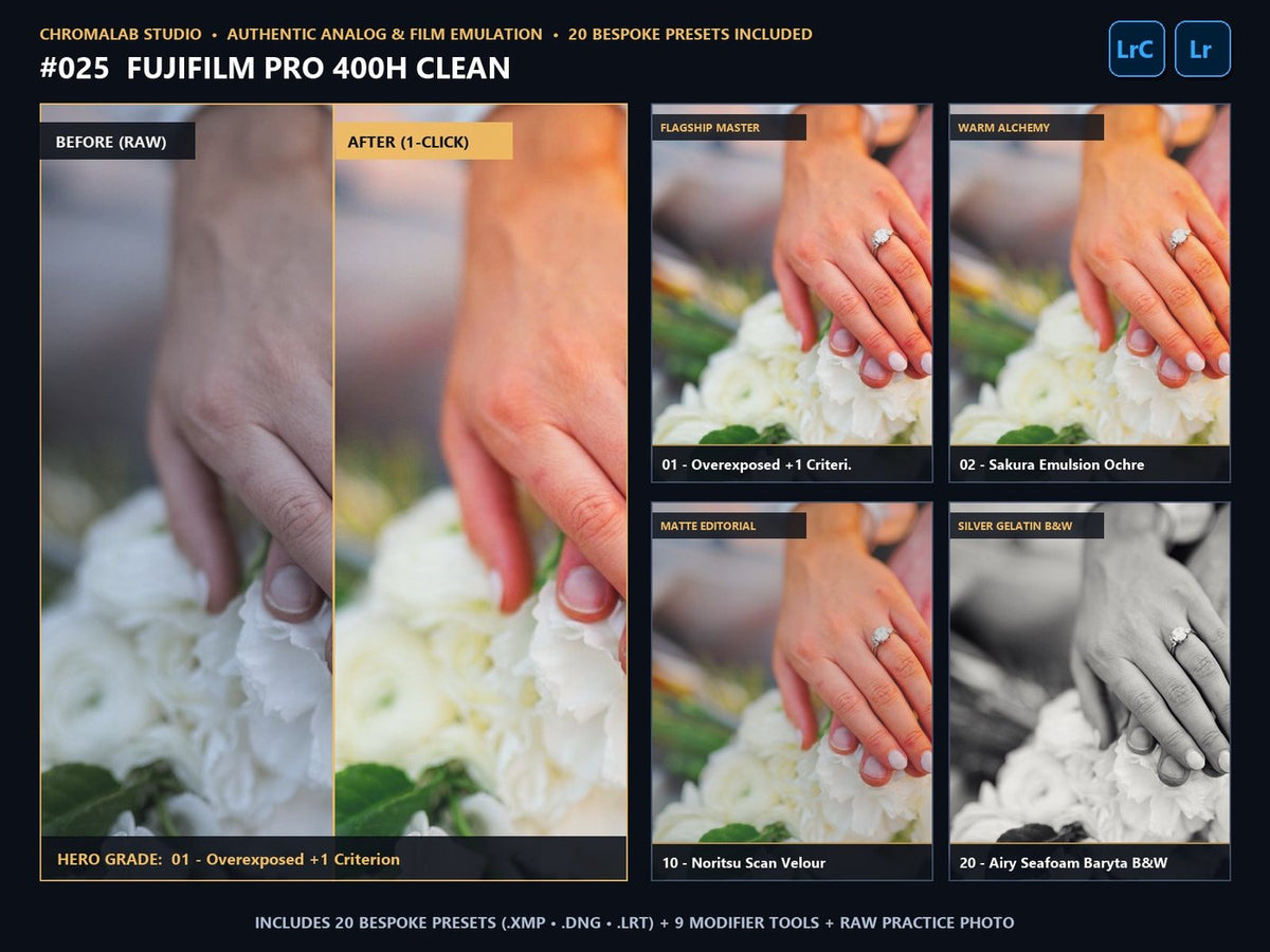 Fujifilm Pro 400H Clean - 20-Preset Lookbook & Before/After