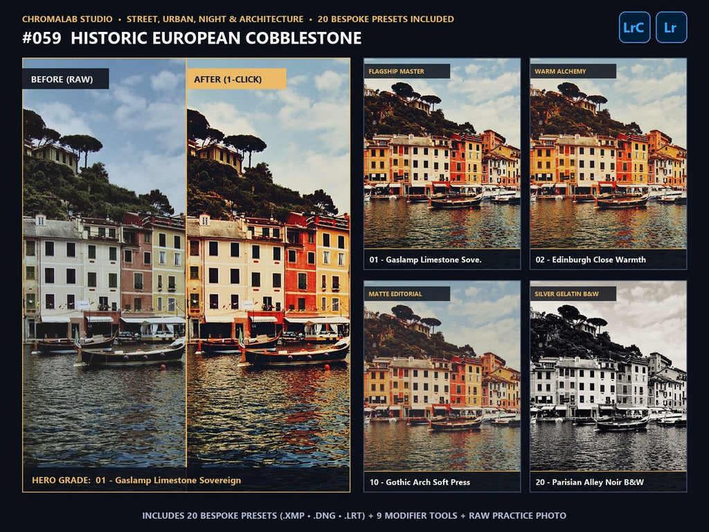 Historic European Cobblestone - 20-Preset Lookbook & Before/After