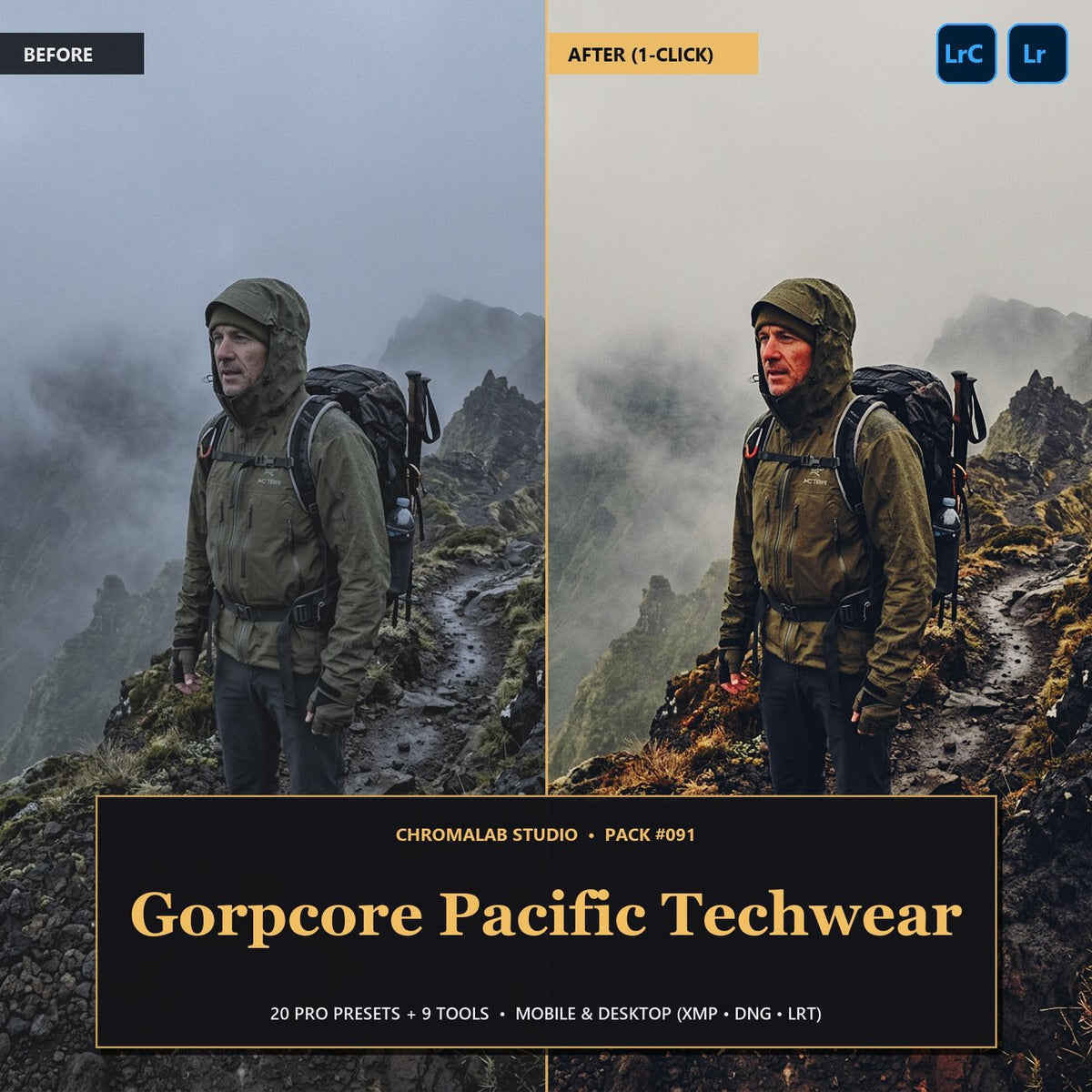 Gorpcore Pacific Techwear — 20 Lightroom Presets (Mobile & Desktop) - Cover