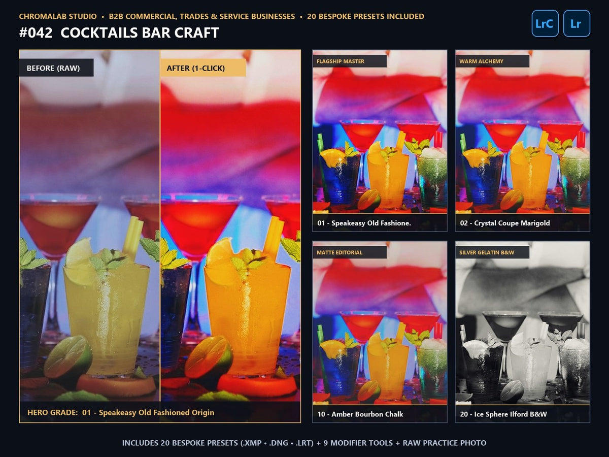Cocktails Bar Craft - 20-Preset Lookbook & Before/After