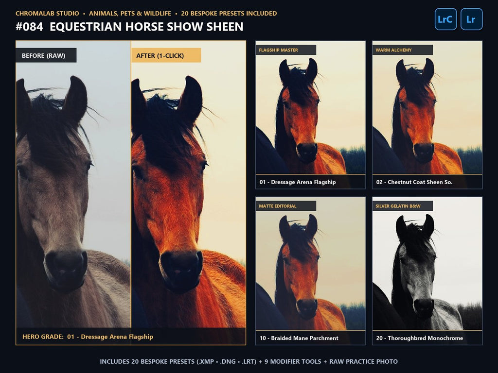 Equestrian Horse Show Sheen - 20-Preset Lookbook & Before/After
