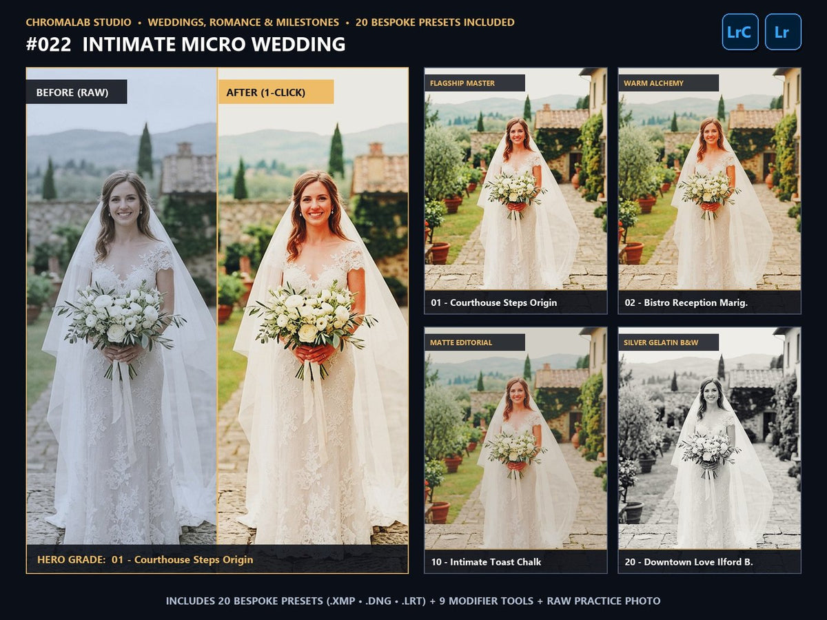 Intimate Micro Wedding - 20-Preset Lookbook & Before/After