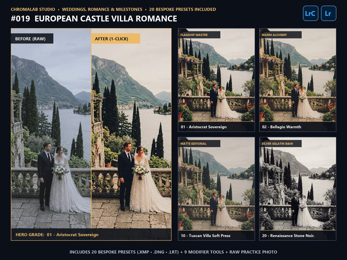 European Castle Villa Romance - 20-Preset Lookbook & Before/After