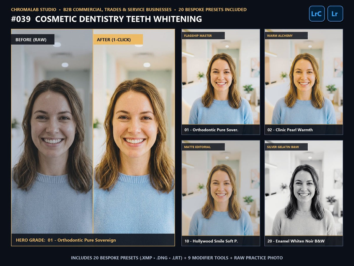 Cosmetic Dentistry Teeth Whitening - 20-Preset Lookbook & Before/After