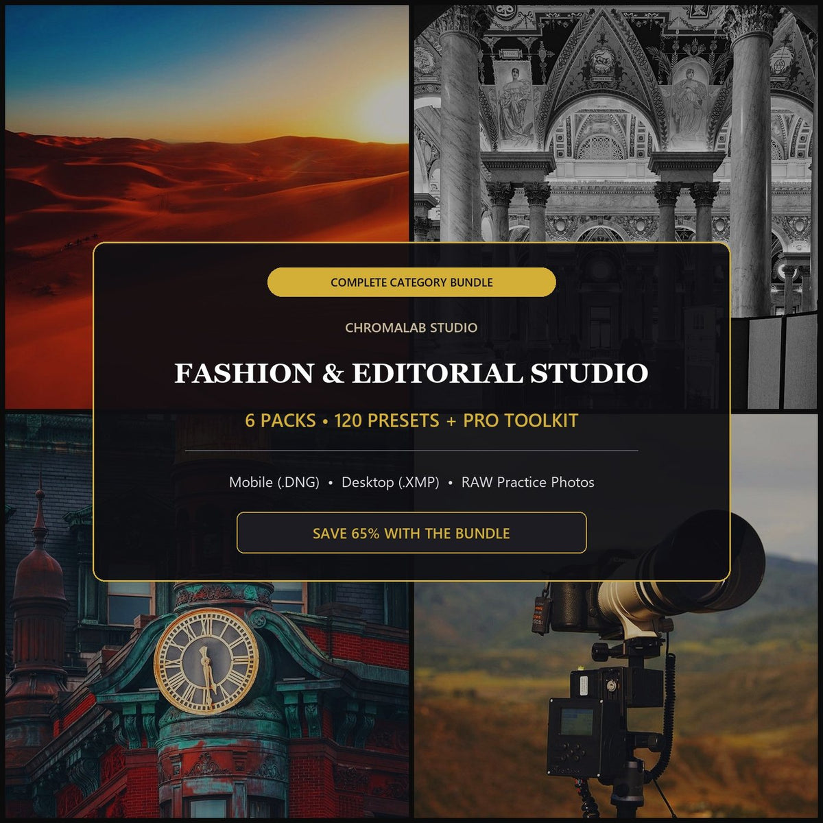 Fashion & Editorial Studio Master Bundle — 6 Packs (120 Lightroom Presets)