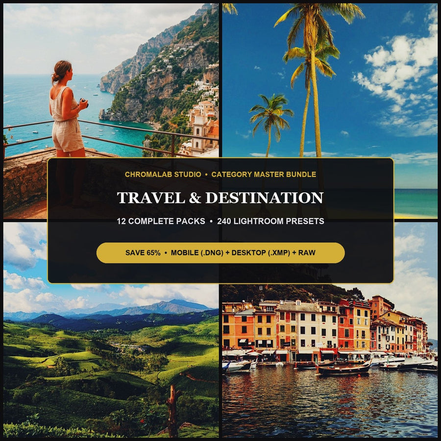 Travel, Coastal & Destination Master Bundle — 12 Packs (240 Lightroom Presets)