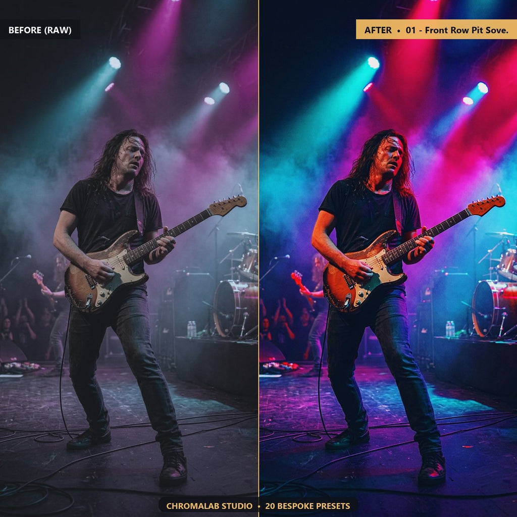 Concert Stage Red Magenta LED Fix - Before & After Split