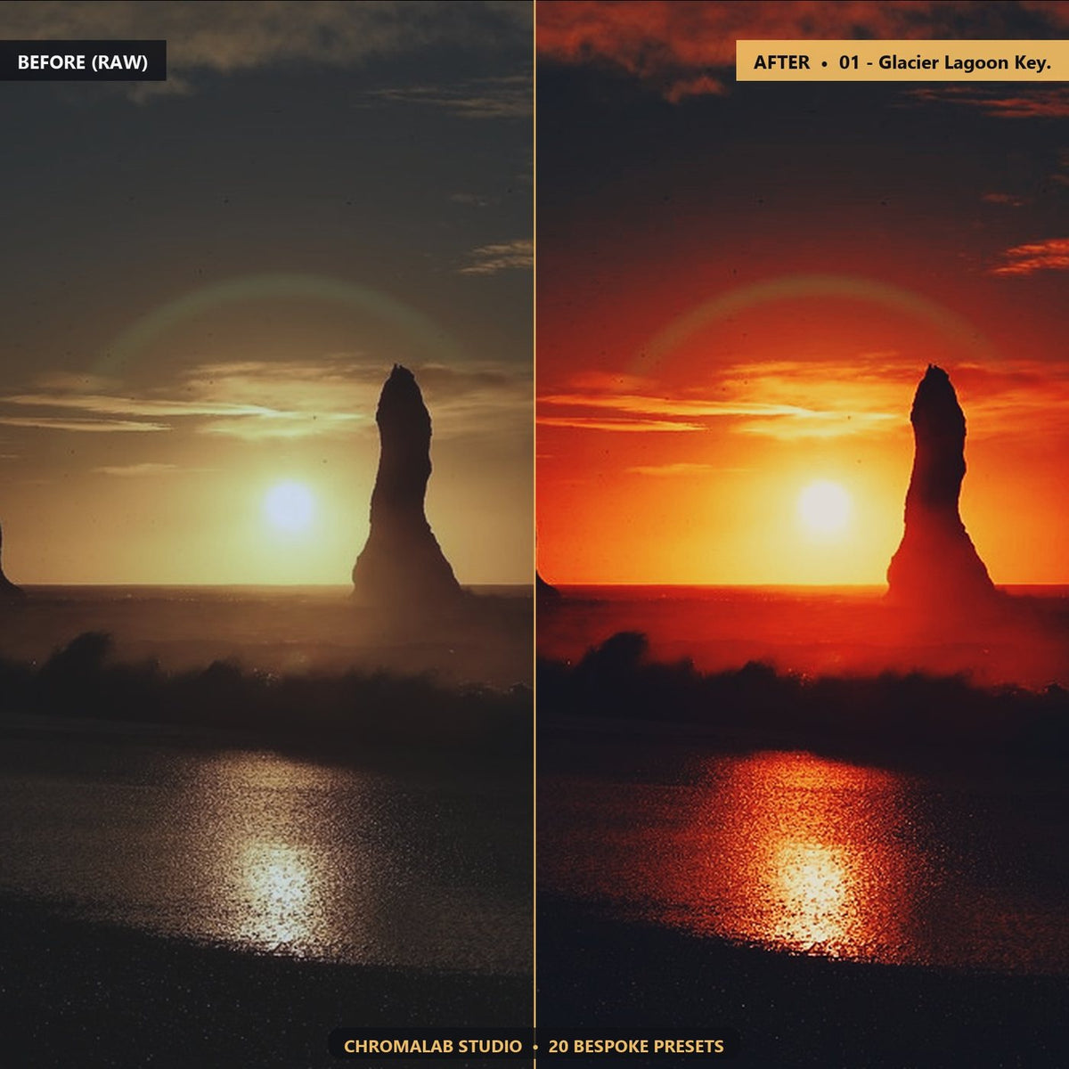 Iceland Volcanic Black Sand - Before & After Split