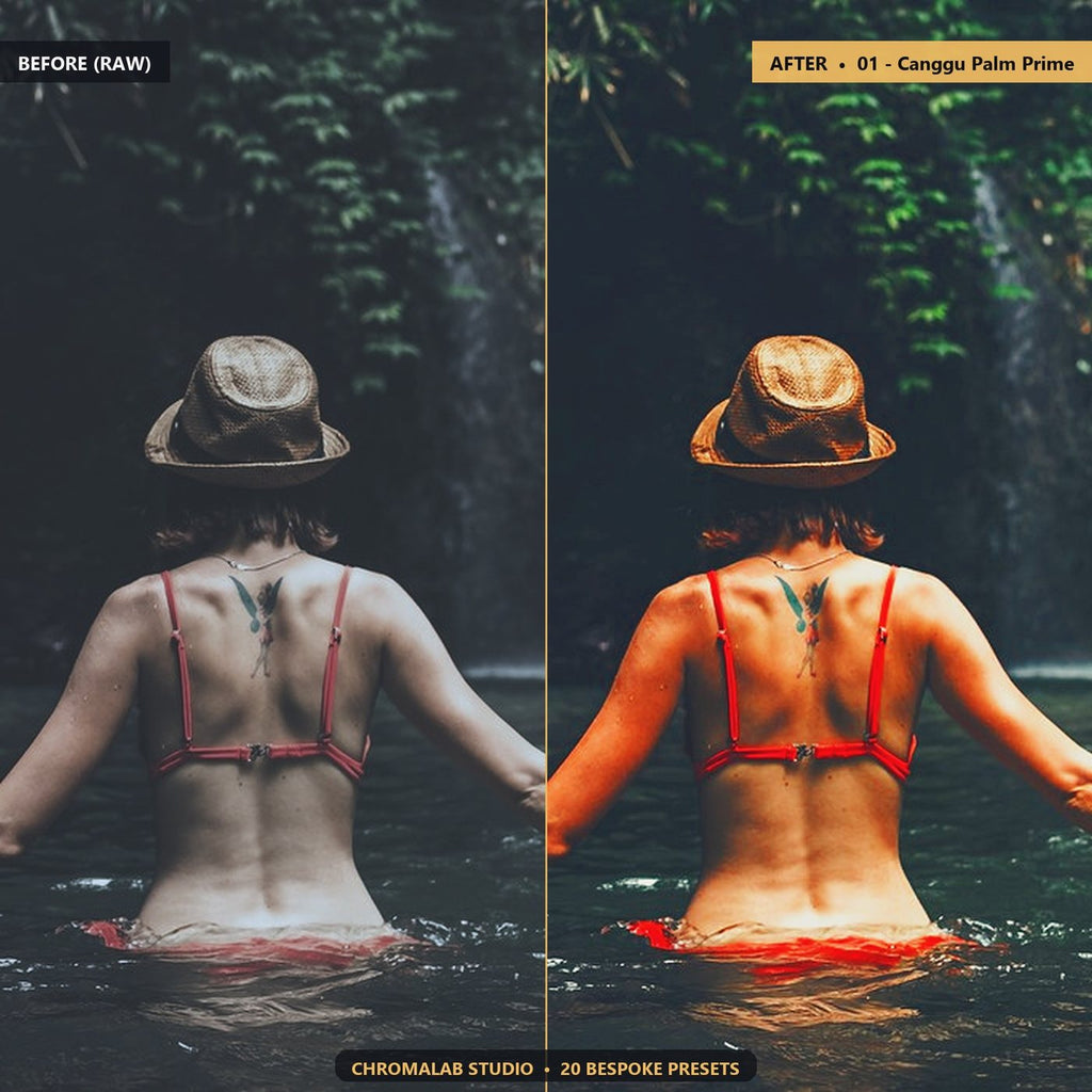 Tropical Jungle Bali Waterfalls - Before & After Split