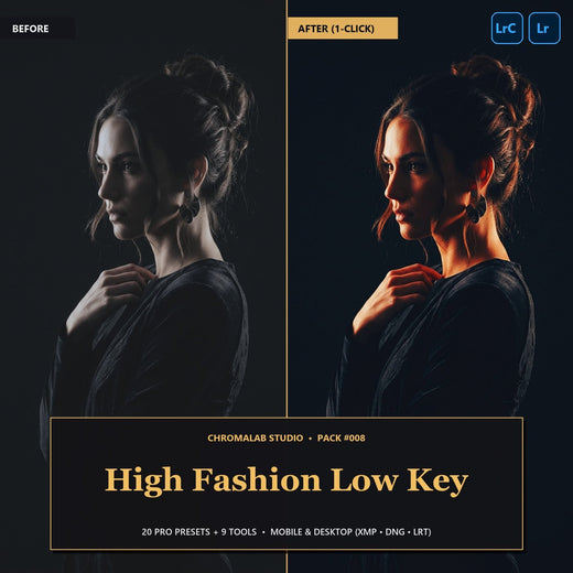 High Fashion Low Key — 20 Lightroom Presets (Mobile & Desktop)