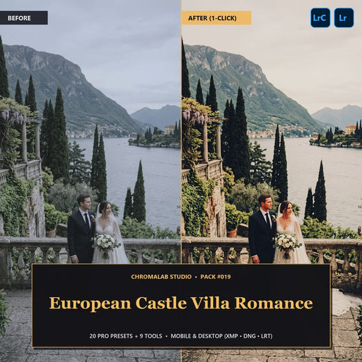 European Castle Villa Romance — 20 Lightroom Presets (Mobile & Desktop)