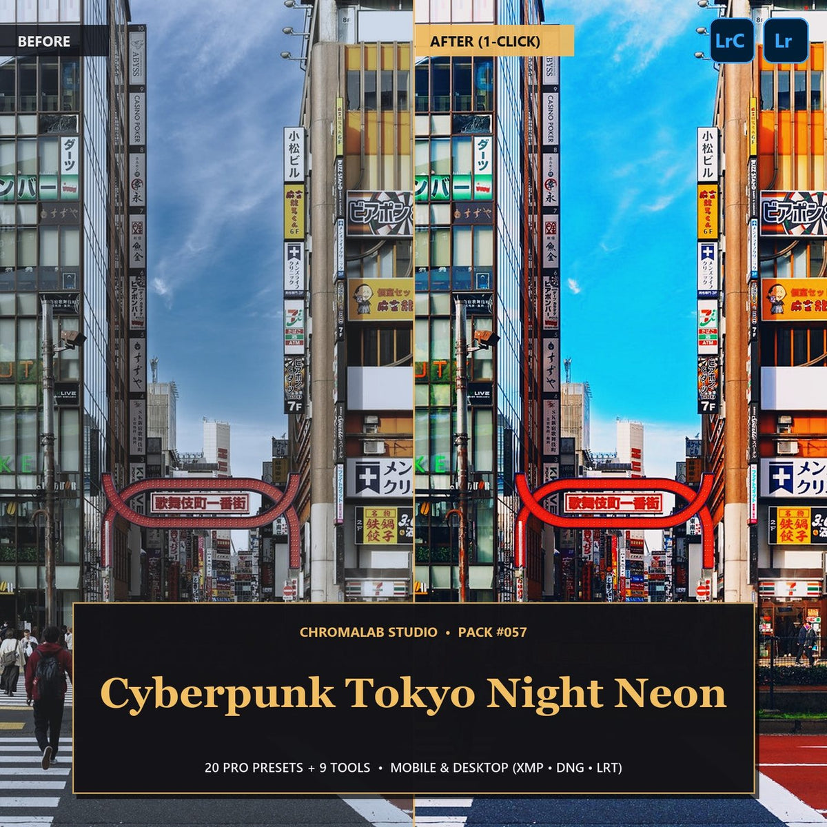 Cyberpunk Tokyo Night Neon — 20 Lightroom Presets (Mobile & Desktop) - Cover