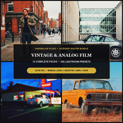 Vintage & Analog 35mm Film Master Bundle — 12 Packs (240 Lightroom Presets)