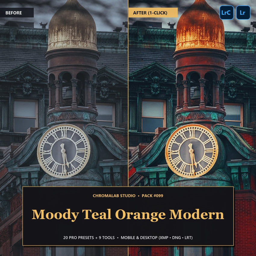 Moody Teal Orange Modern — 20 Lightroom Presets (Mobile & Desktop)