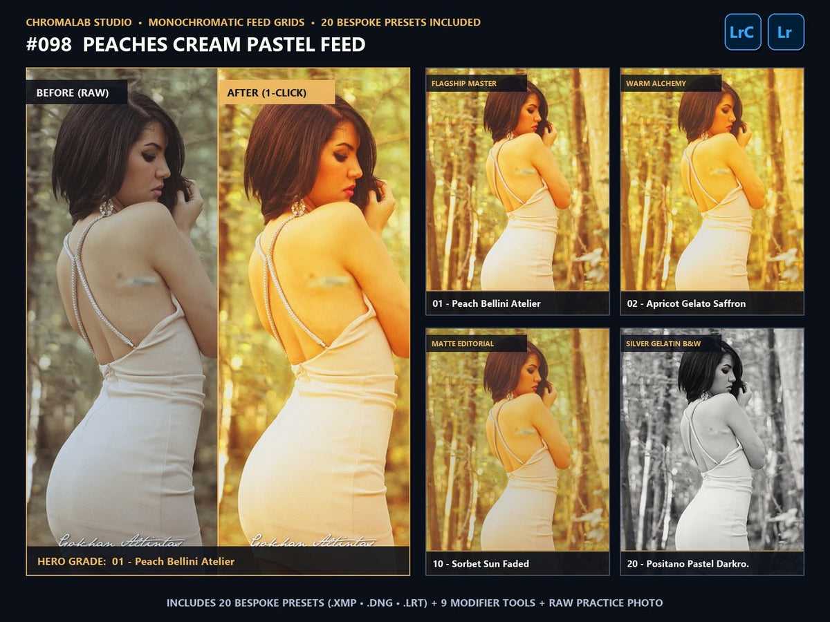 Peaches Cream Pastel Feed - 20-Preset Lookbook & Before/After
