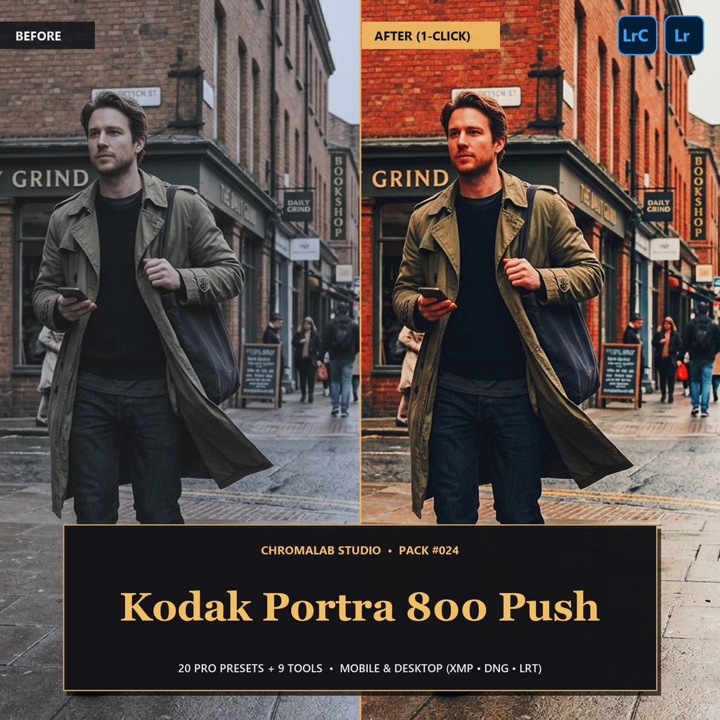 Kodak Portra 800 Push — 20 Lightroom Presets (Mobile & Desktop) - Cover