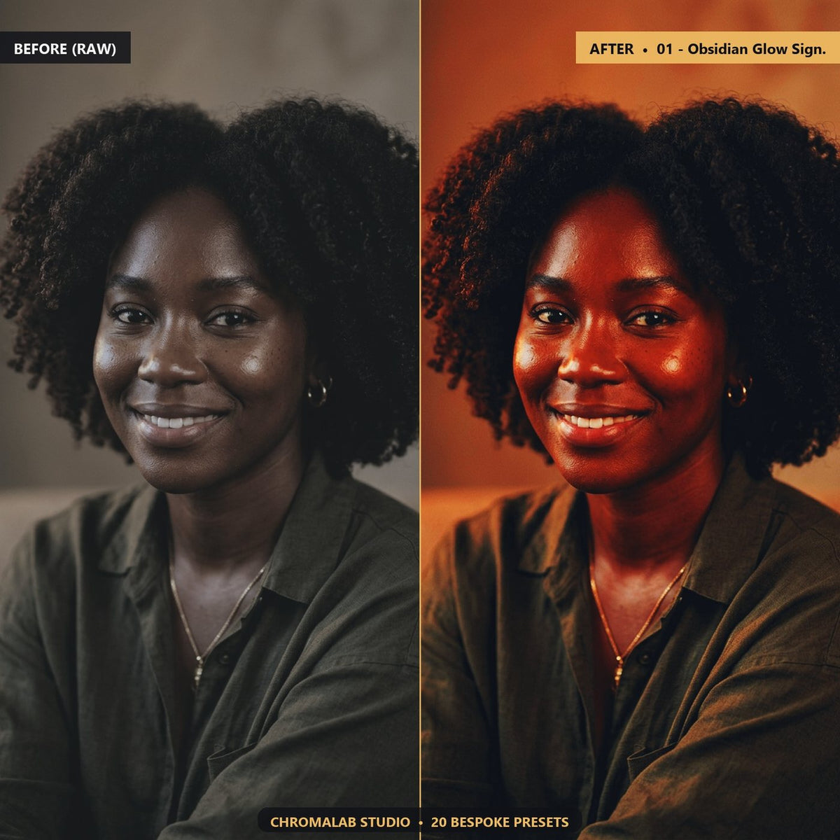 Melanin Rich Deep Skin - Before & After Split