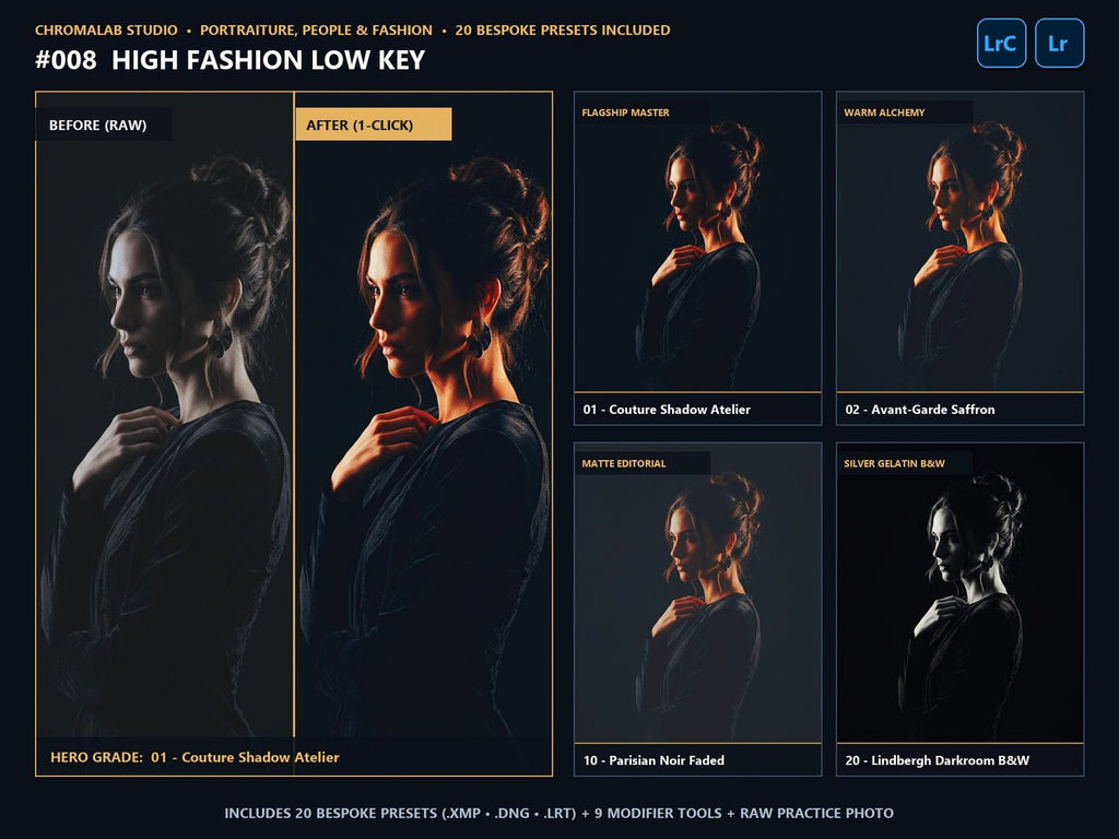 High Fashion Low Key - 20-Preset Lookbook & Before/After