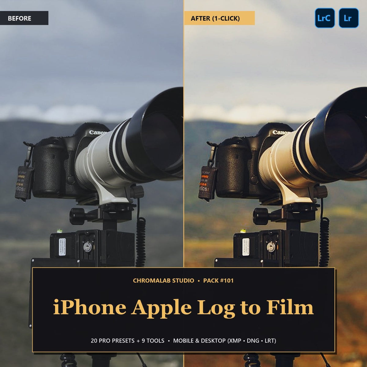 iPhone Apple Log to Film — 20 Lightroom Presets (Mobile & Desktop) - Cover