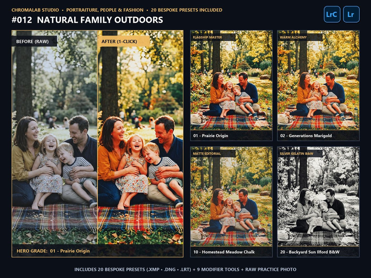 Natural Family Outdoors - 20-Preset Lookbook & Before/After
