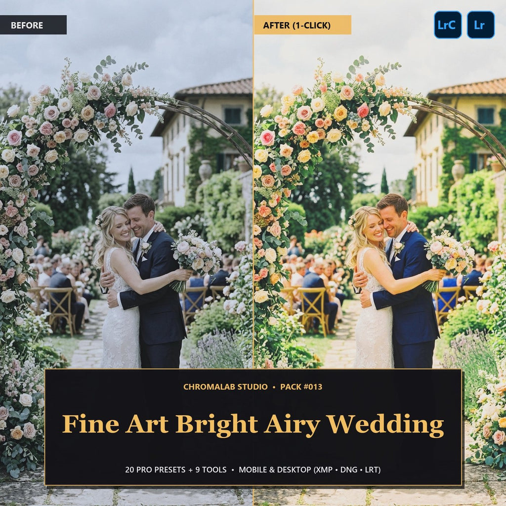 Fine Art Bright Airy Wedding — 20 Lightroom Presets (Mobile & Desktop) - Cover