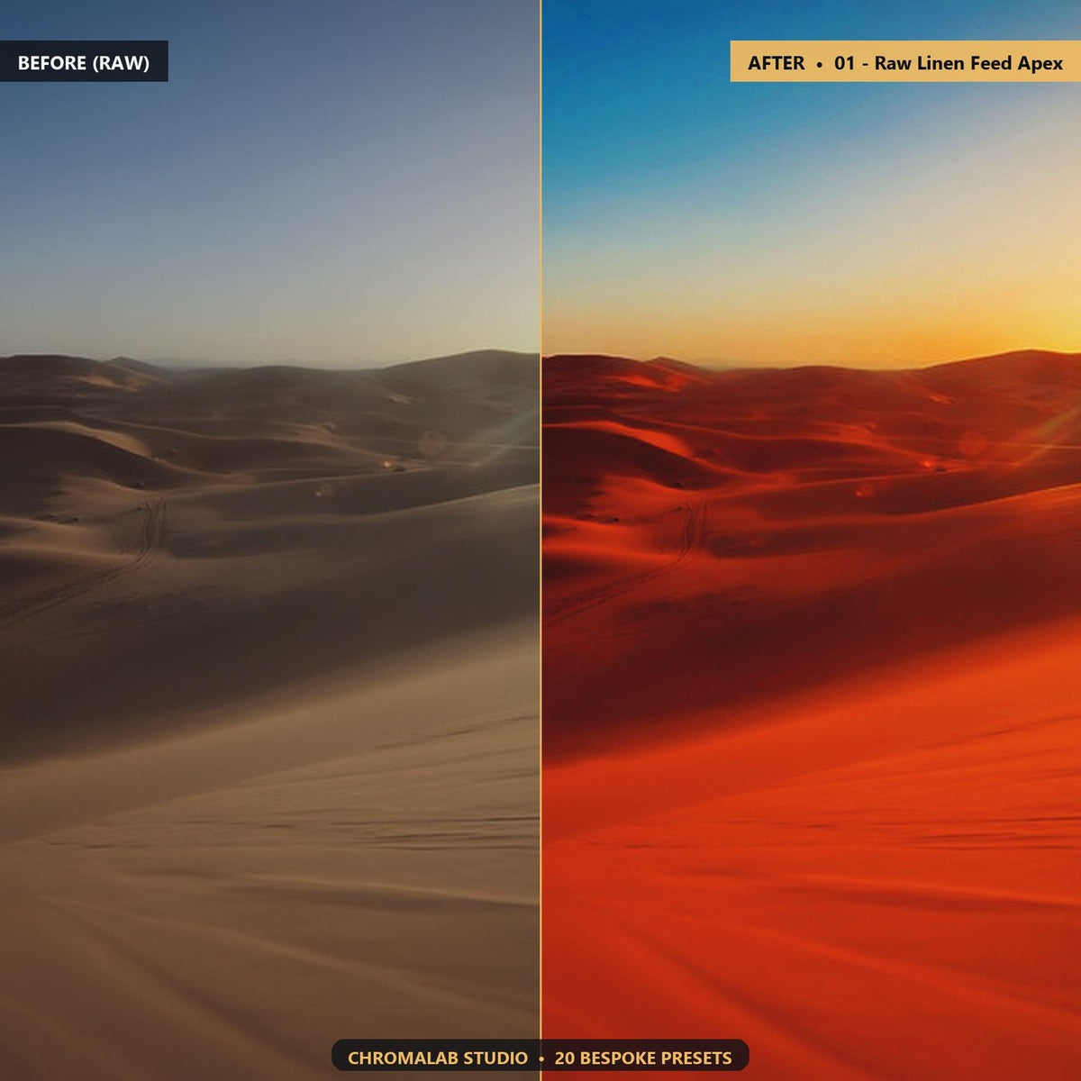Warm Beige Desert Sand Feed - Before & After Split