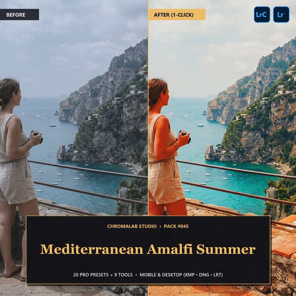 Mediterranean Amalfi Summer — 20 Lightroom Presets (Mobile & Desktop) - Cover