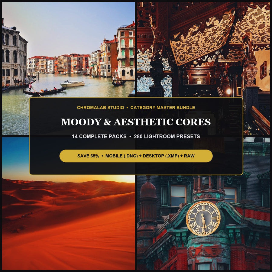 Moody, Aesthetic Cores & Color Grids Master Bundle — 14 Packs (280 Lightroom Presets)
