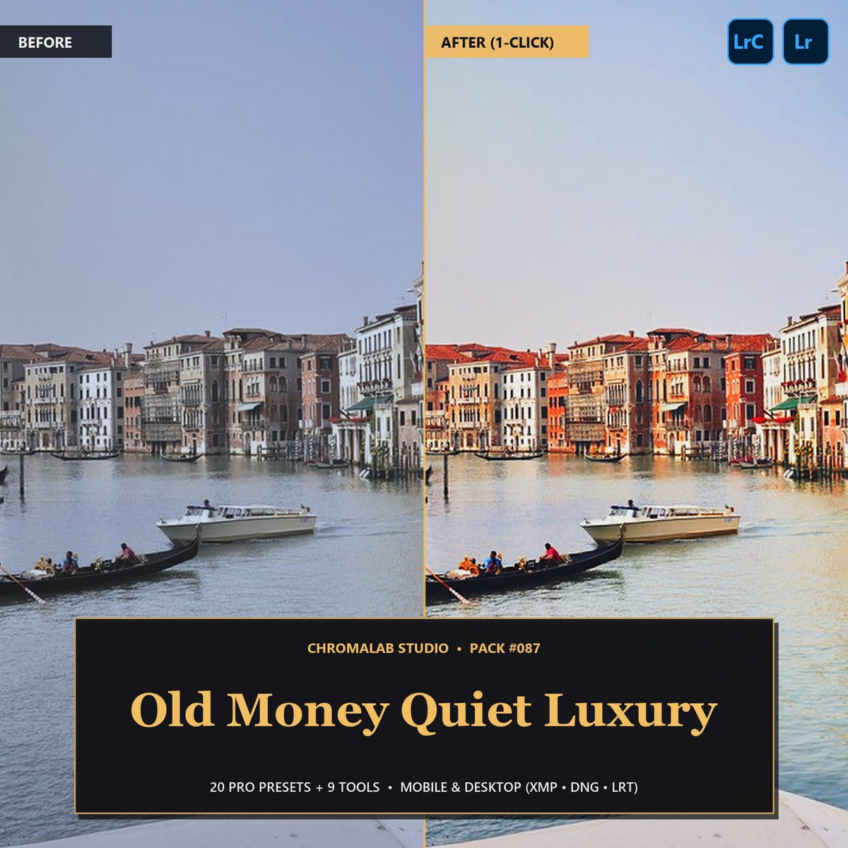 Old Money Quiet Luxury — 20 Lightroom Presets (Mobile & Desktop) - Cover