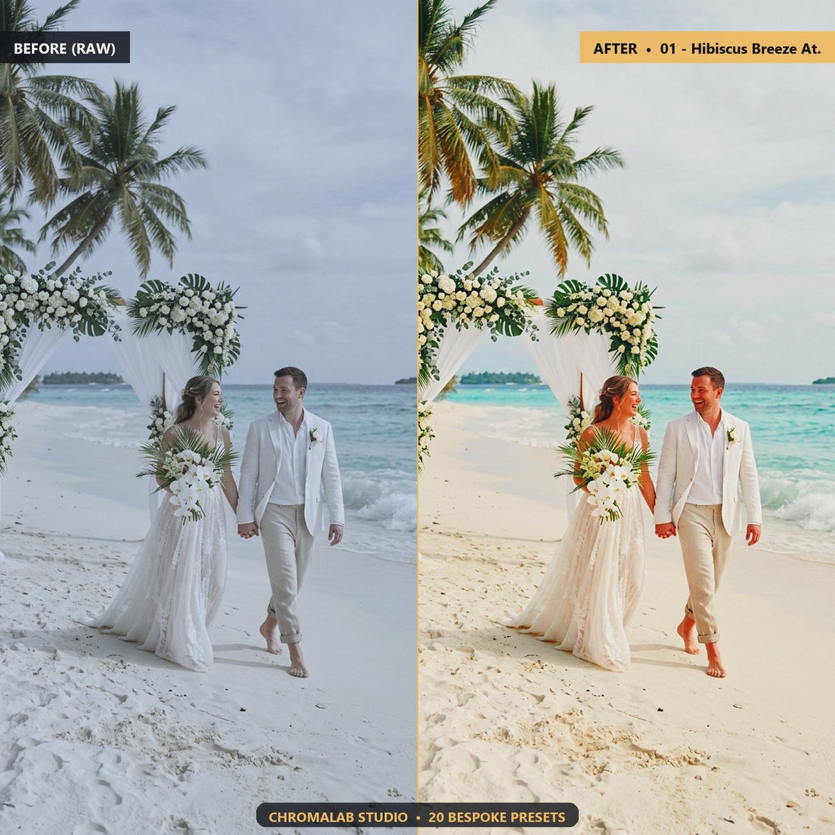 Destination Tropical Wedding - Before & After Split