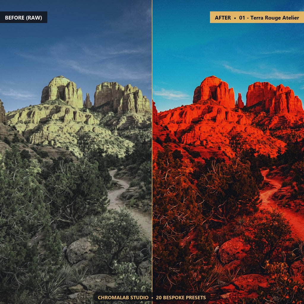 Southwest Desert Red Rocks - Before & After Split