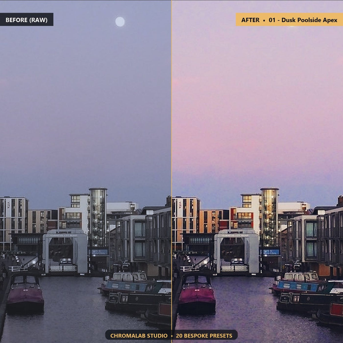 Architectural Exteriors Twilight - Before & After Split