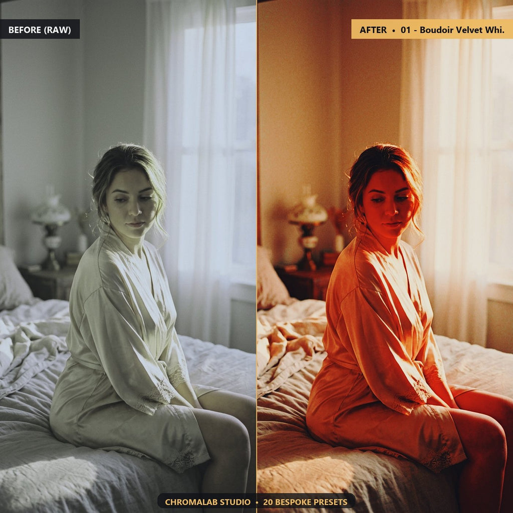 Boudoir Intimate Warmth - Before & After Split