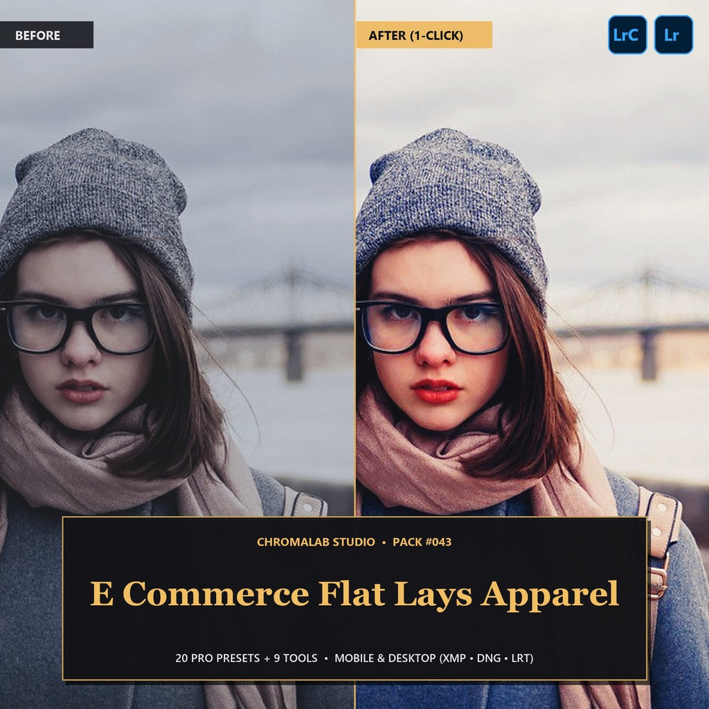 E Commerce Flat Lays Apparel — 20 Lightroom Presets (Mobile & Desktop) - Cover