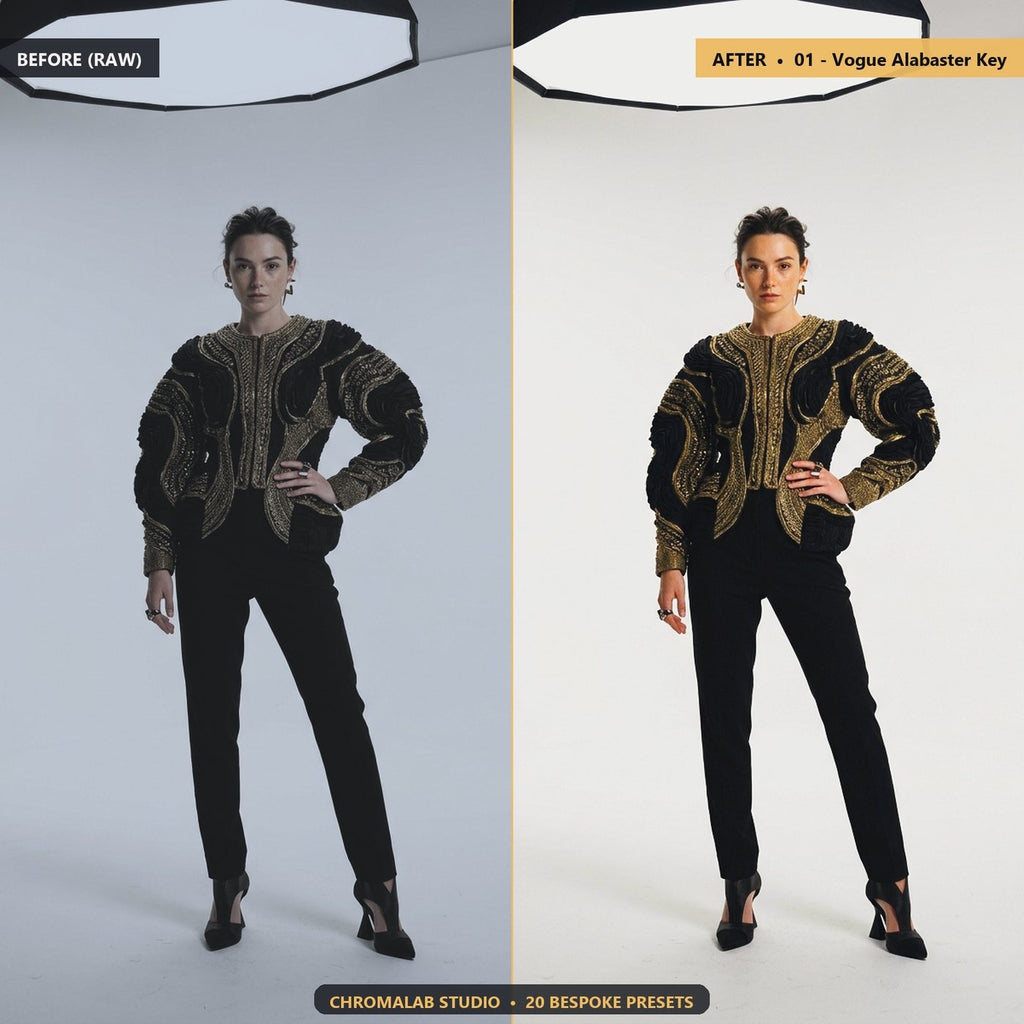 Studio High Key Editorial - Before & After Split